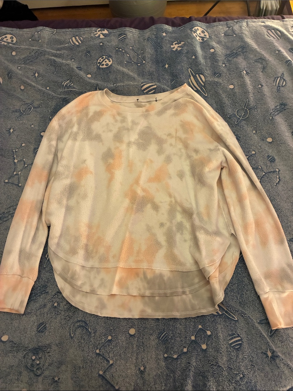 Tie-Dye Long-Sleeve Women's Top - Cream & Peach